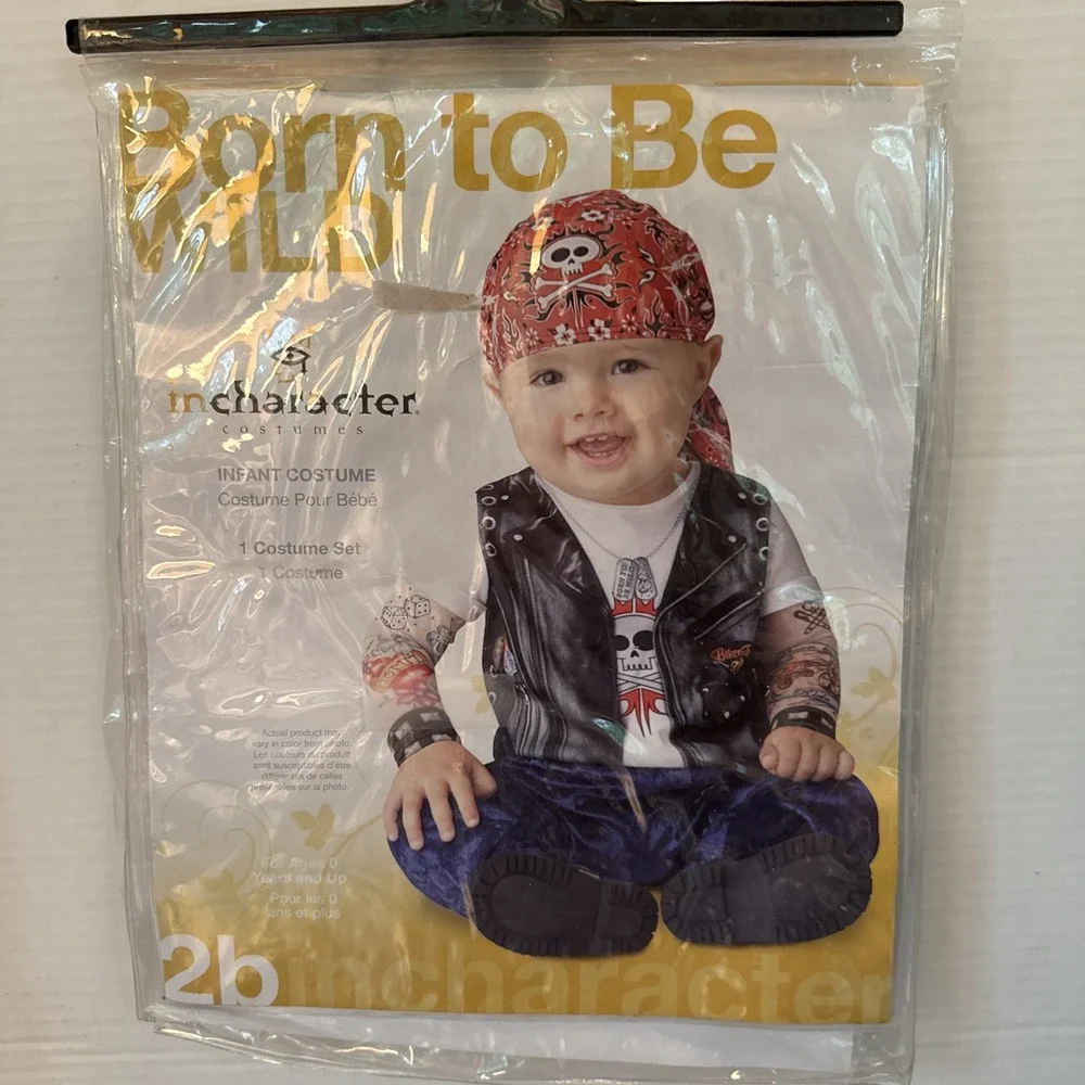 Born to be Wild Biker Jumpsuit Infant/Toddler Halloween Costume 9-12 Month New